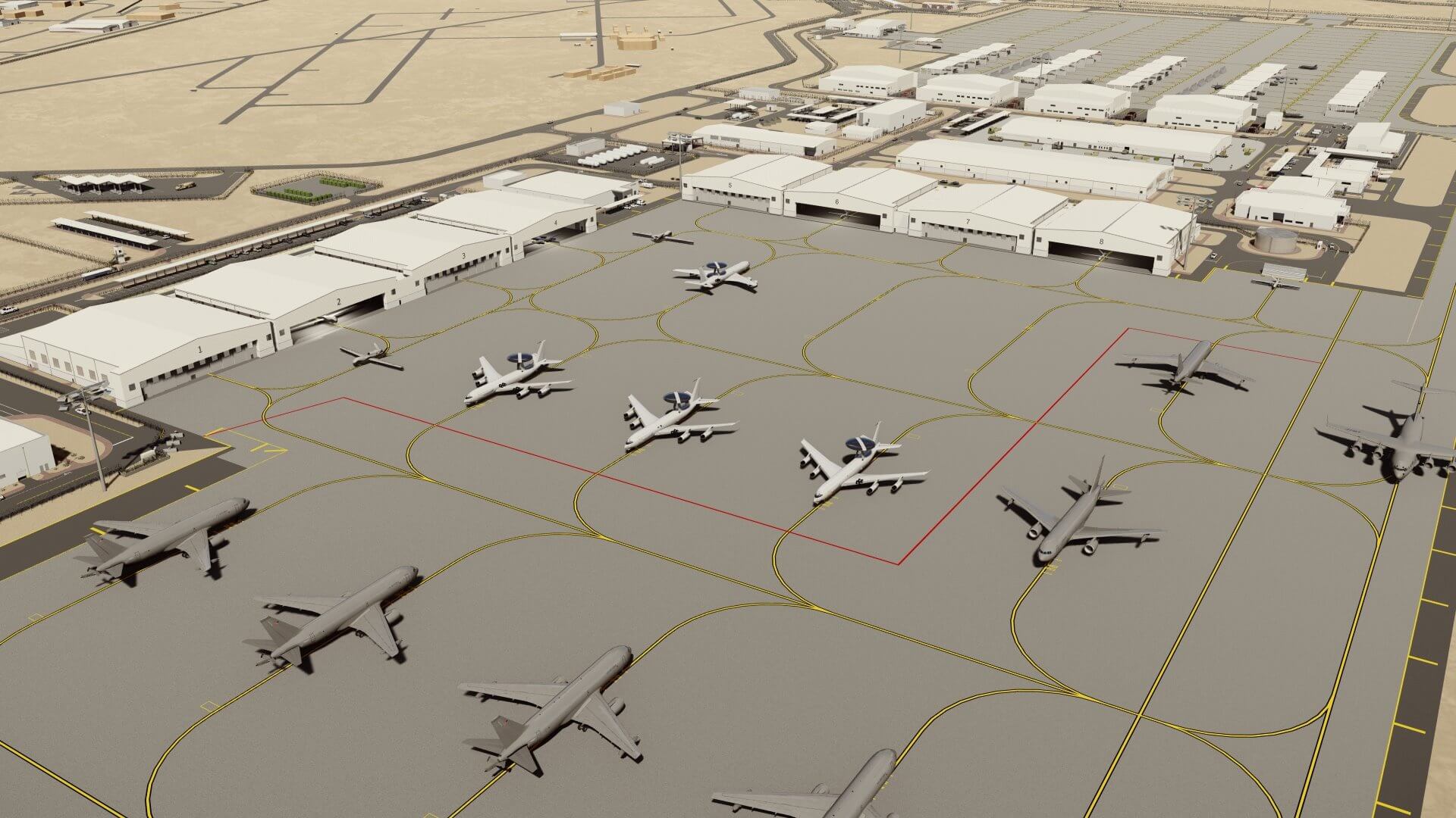 3D rendering of Al Dhafra Maintenance Hangar