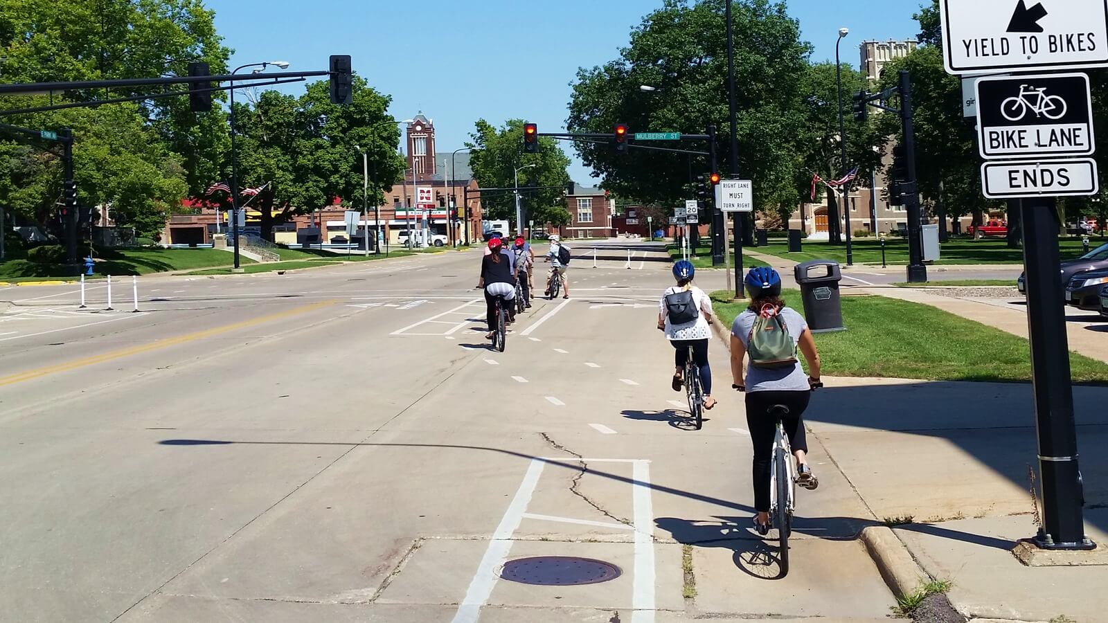 Cyclists using a bicycle lane